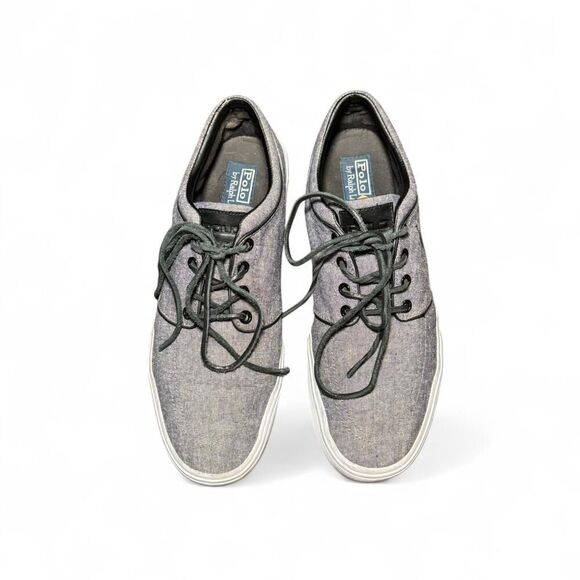 Polo Ralph Lauren Faxon Low in gray chambray canvas pony Sz 10.5D - Picture 5 of 8
